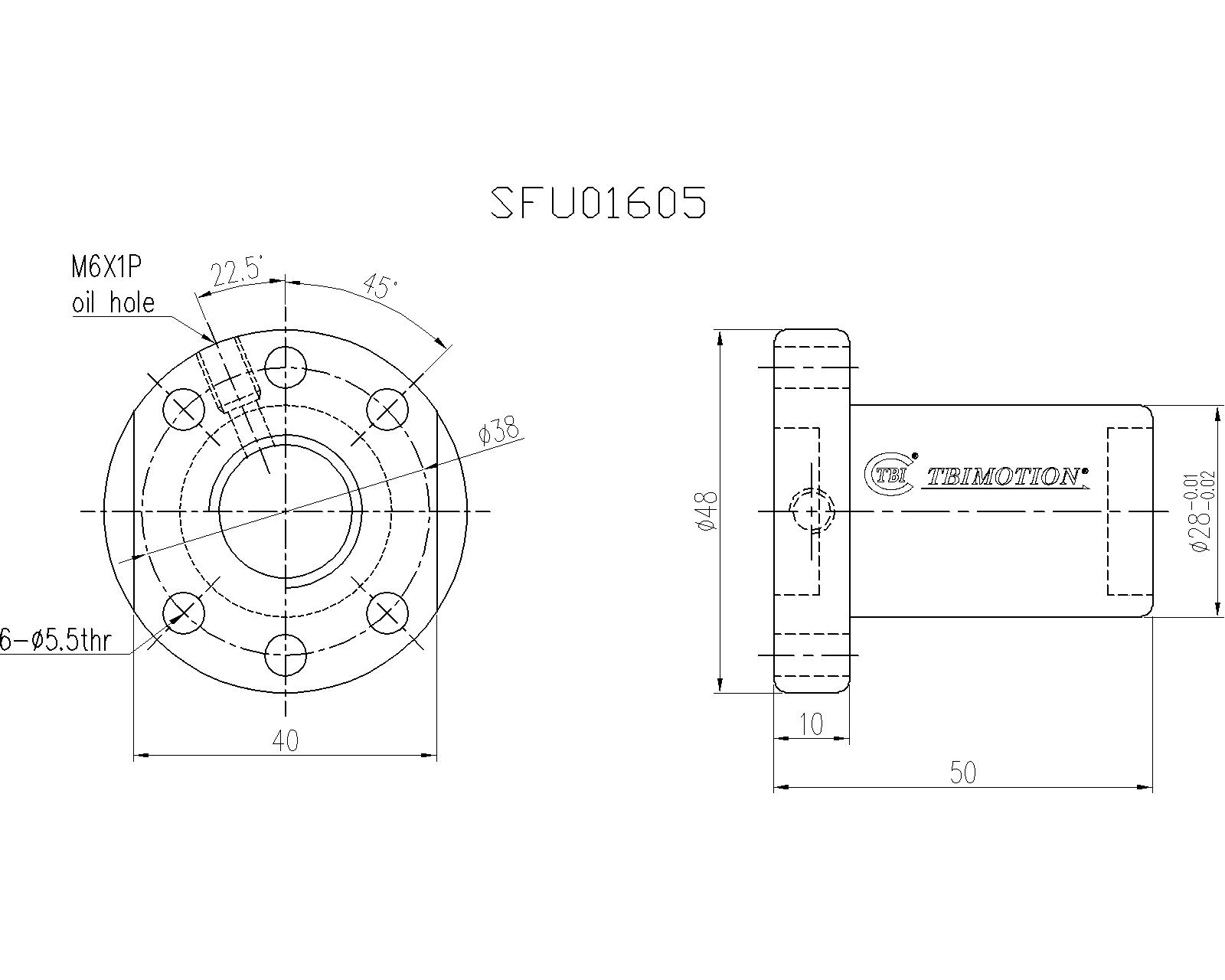 SFU1605-4滾珠絲桿螺母尺寸