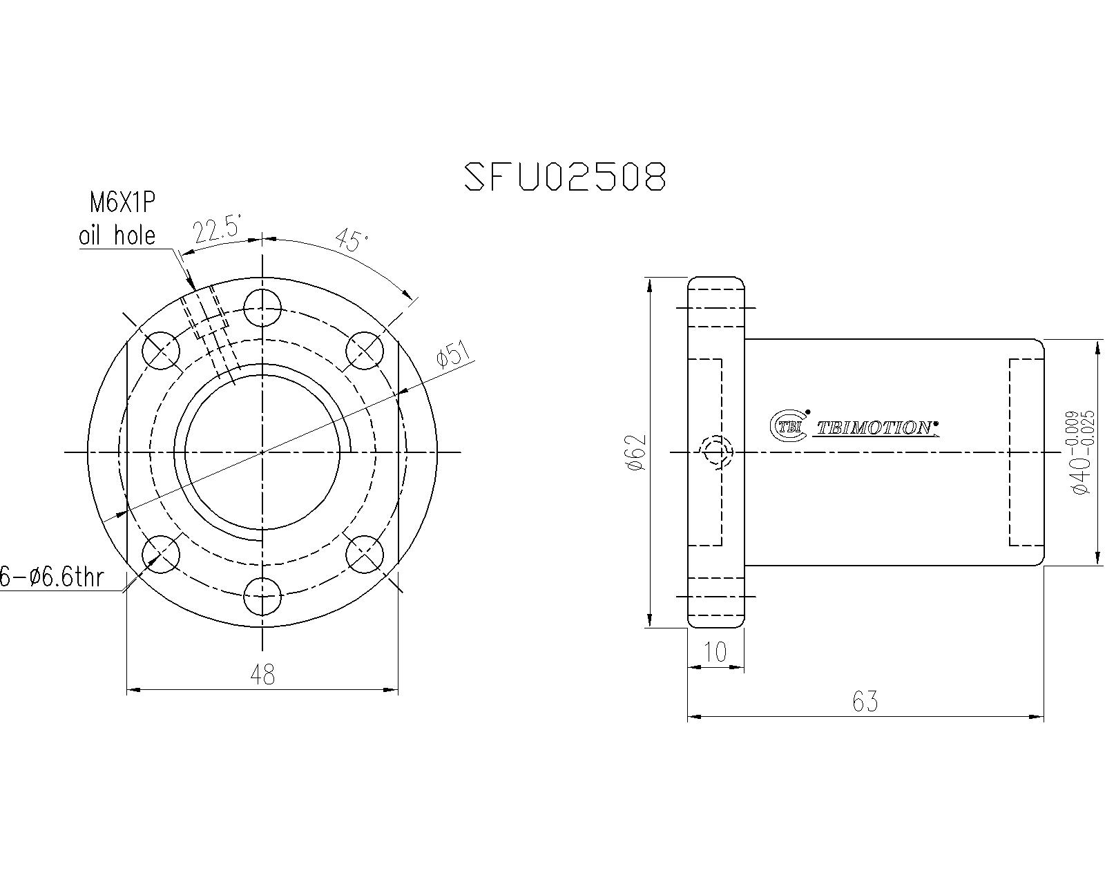 SFU2508-4滾珠絲桿螺母尺寸