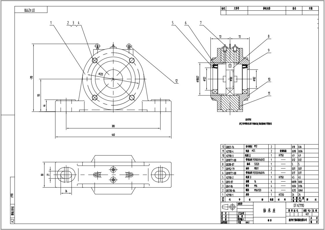 DTⅡZ1110皮帶機專用軸承座悶蓋固定端適配軸承型號22220