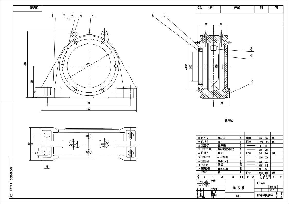 DTIIZ1418皮帶機專用軸承座通軸自由端適配軸承型號22236