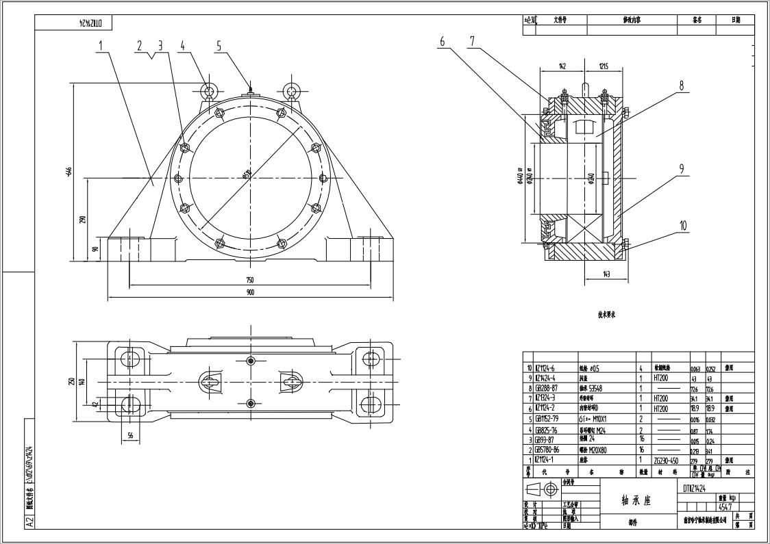 DTIIZ1424皮帶機專用軸承座通軸自由端適配軸承型號22248